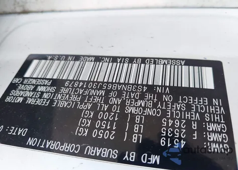 2018 Subaru Legacy 2.5I from USA, damaged, VIN 4S3BNAB65J3014879